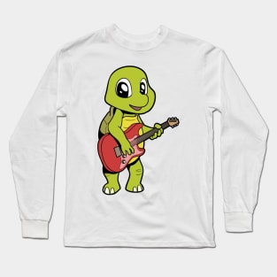 Cartoon turtle playing electric guitar Long Sleeve T-Shirt